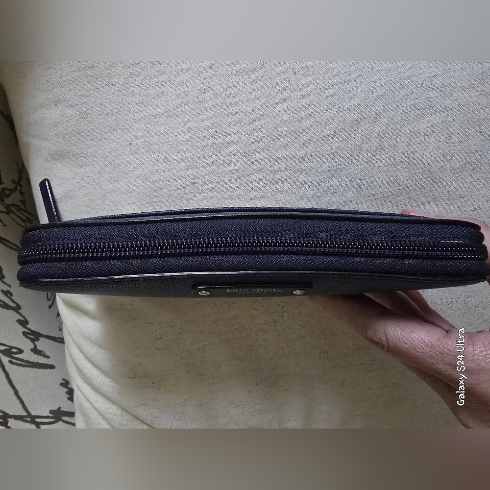 KATE SPADE ♠️ NY Navy Blue Neda Haven Lane Glitter Dot Zip Around Wallet In GUC - Picture 4 of 16